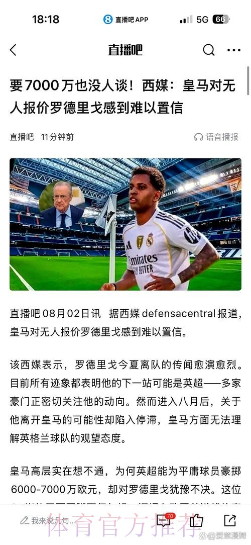 西媒：皇马对无人报价罗德里戈感到难以置信